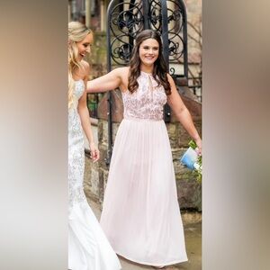 Pink Sequin and Chiffon Bridesmaids Dress